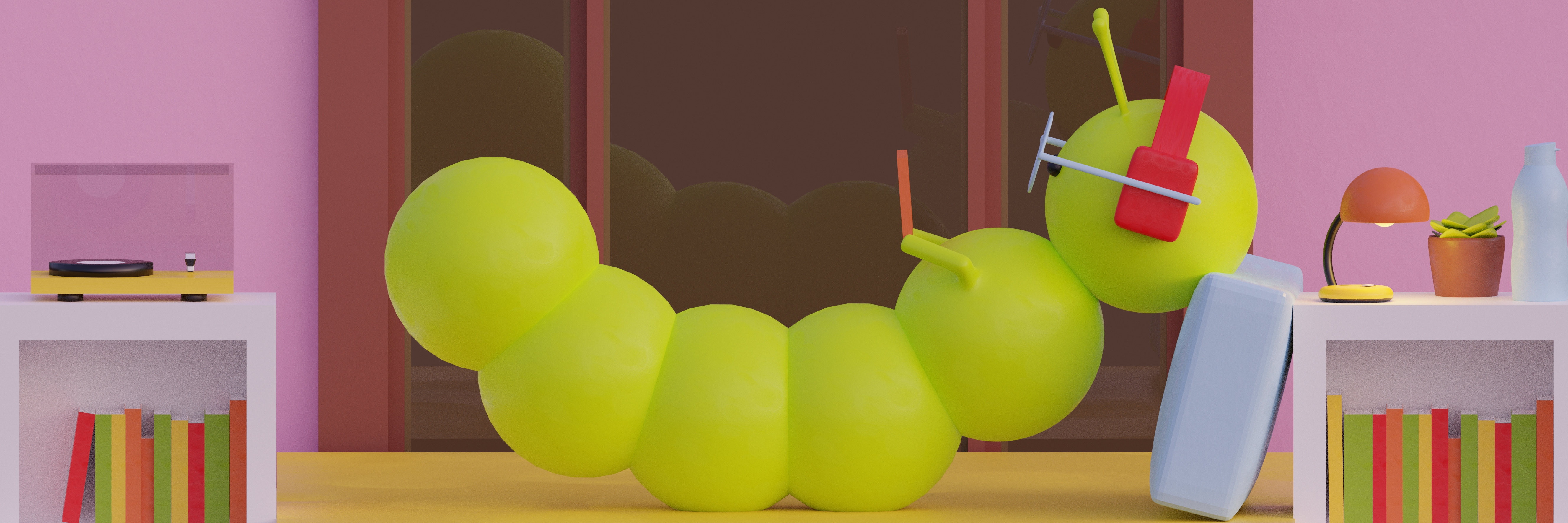 a caterpillar enjoying a good book